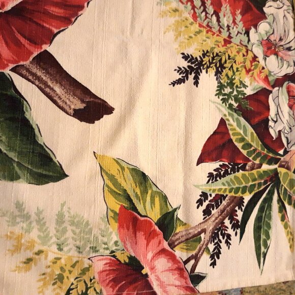 Tropical Barkcloth & Moire Vtg/Retro Homemade Curtains w Valance Single Window - Picture 5 of 15